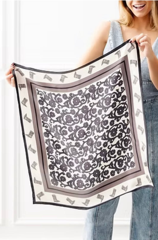 Paisley Boots Navy Silk Scarf
