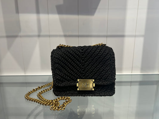 Black Woven Handbag