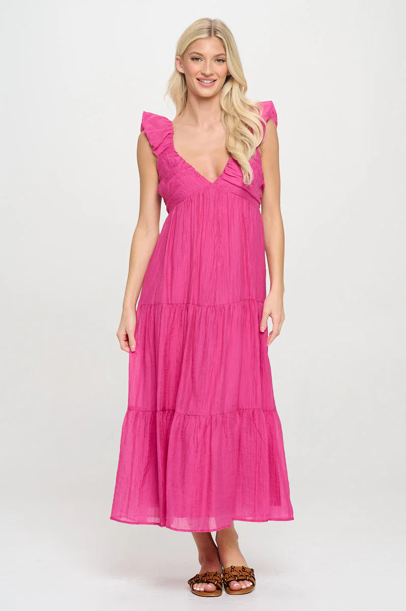 Fuchsia Breeze Ruched Maxi