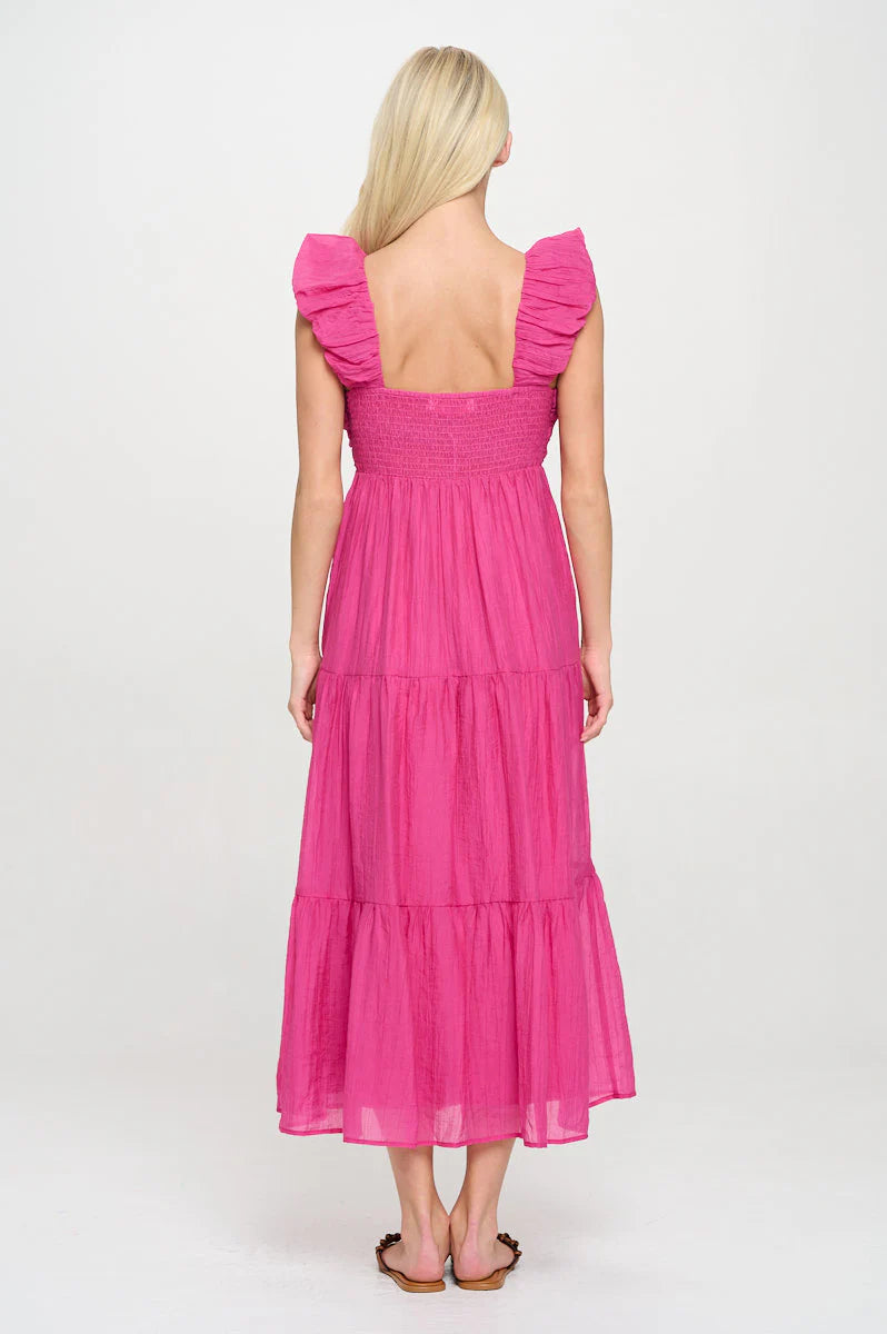 Fuchsia Breeze Ruched Maxi