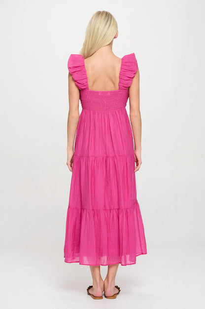 Fuchsia Breeze Ruched Maxi