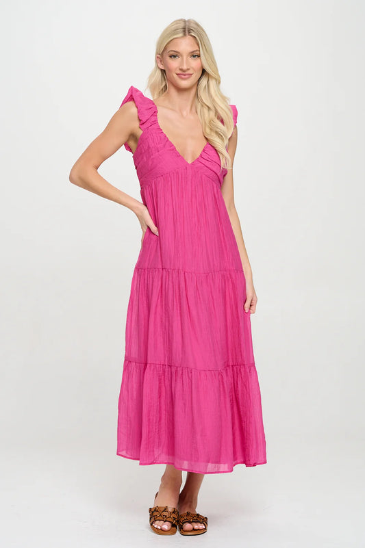 Fuchsia Breeze Ruched Maxi