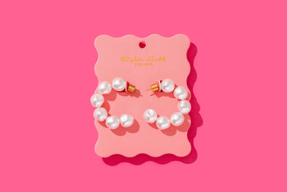Megan Pearl Hoop Earrings