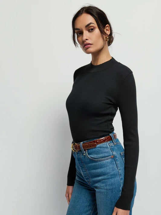 Gina Mock Neck Jet Black
