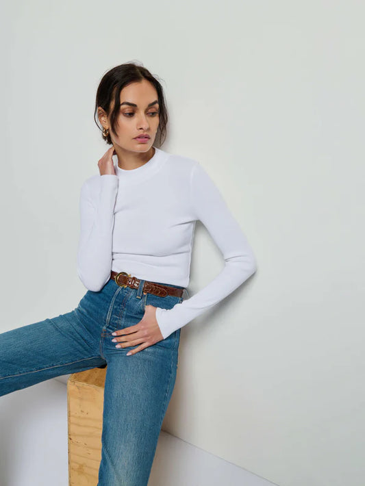 Gina Mock Neck White