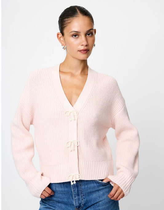 Babysoft Pearl Bow Sweater Soft Blush