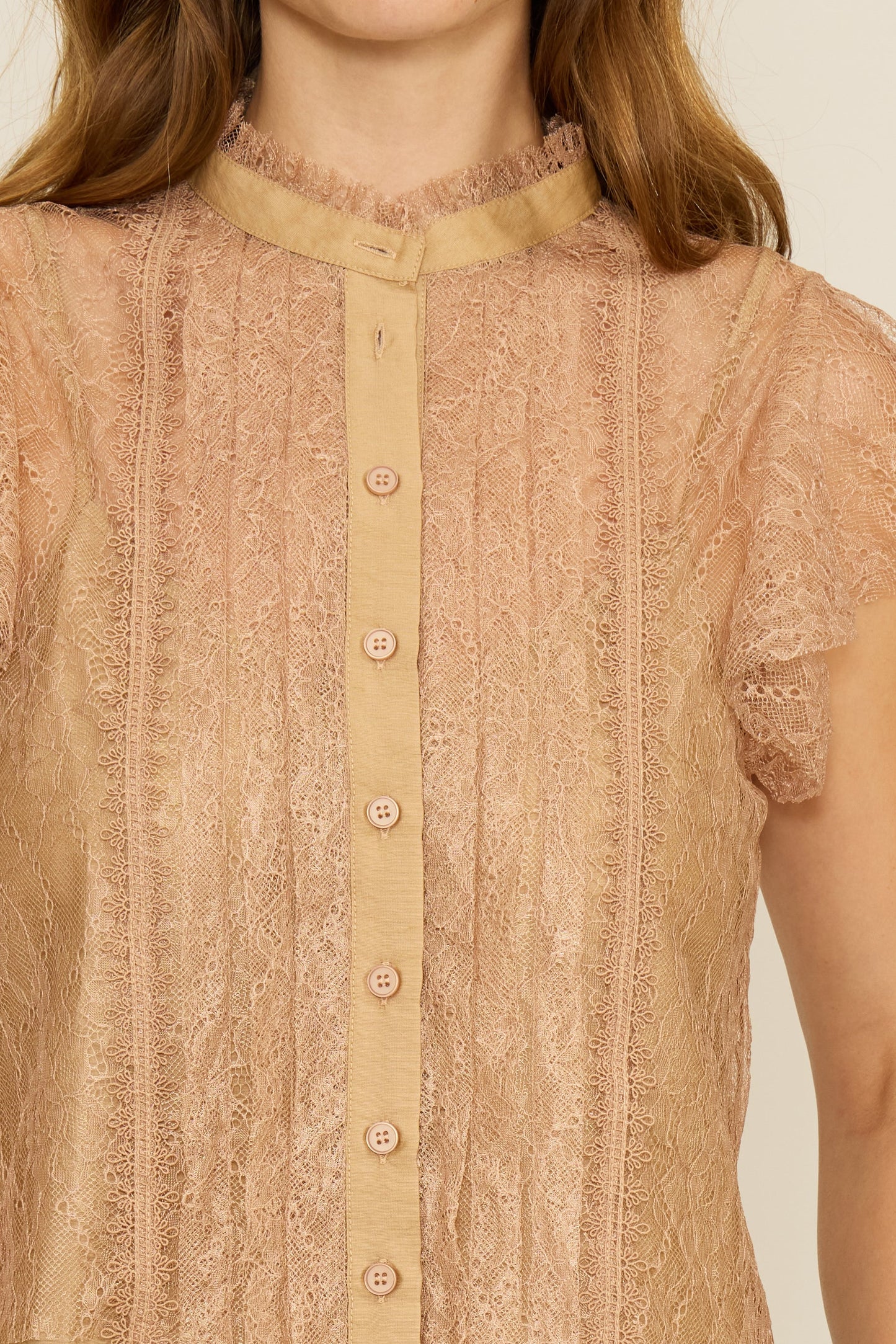 Dutchess Lace Top- Taupe