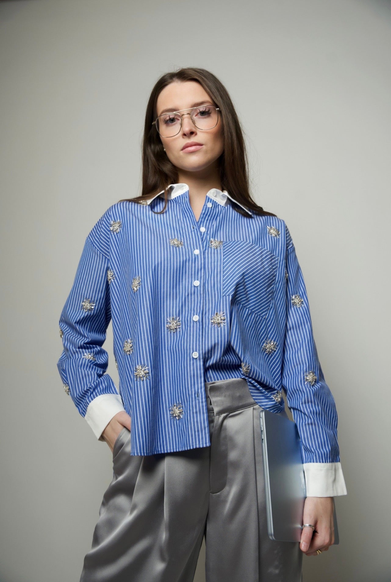 Lumi Blouse Blue Stripes- Karina Grimaldi