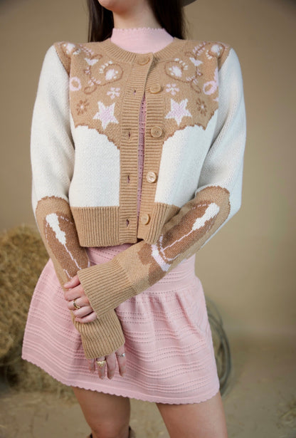 Leyah Wool-Blend Saddle Up Cardigan- LoveShackFancy