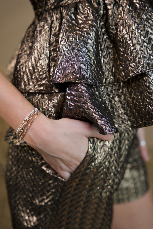 Tabitha Short- Party Jacquard Gold