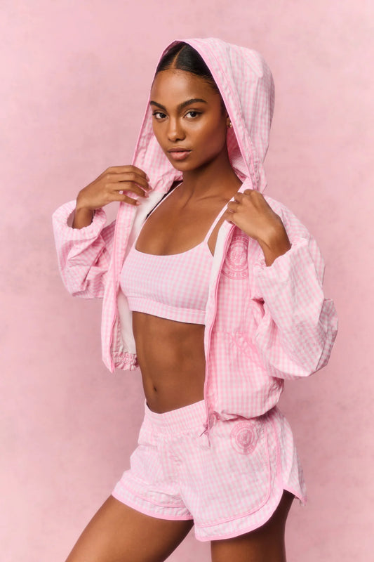Lavey Gingham Windbreaker Shorts - LoveShackFancy