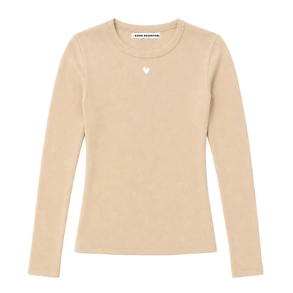 KR Long Sleeve Rib Tee Camel- Kerri Rosenthal