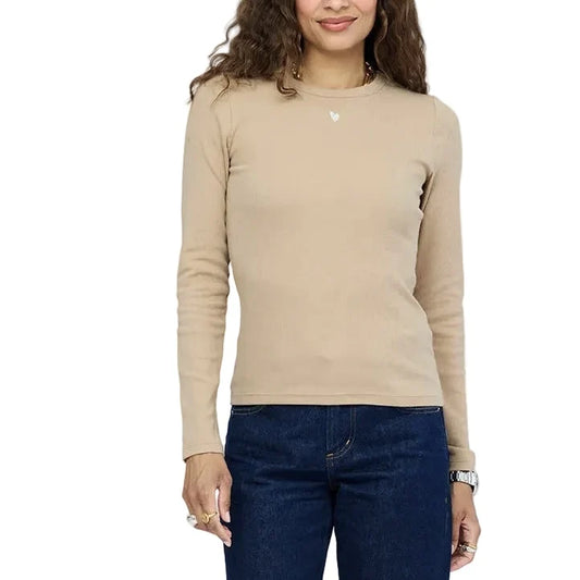 KR Long Sleeve Rib Tee Camel- Kerri Rosenthal