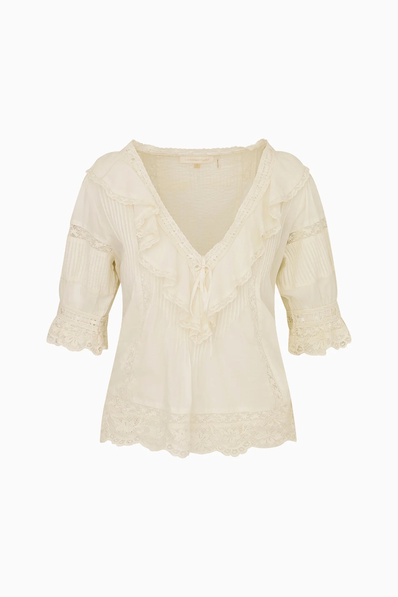 Romilly Cotton Lace Ruffle Blouse- Off White