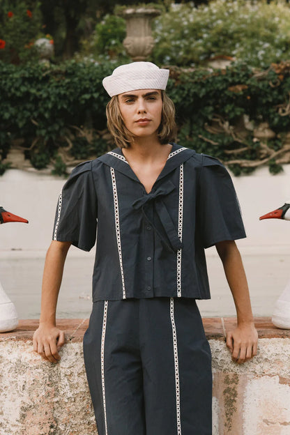 Sailor Neck Blouse -The Tiny Big Sister