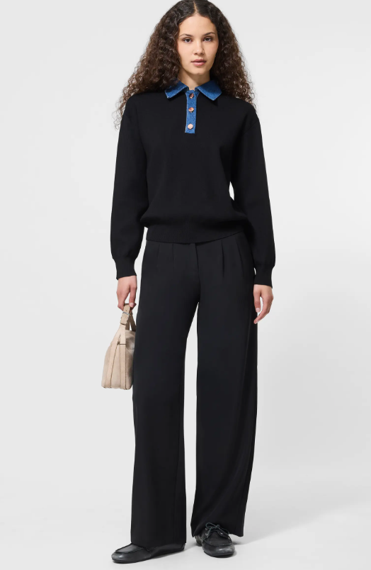 Denim Collared Knit Sweater