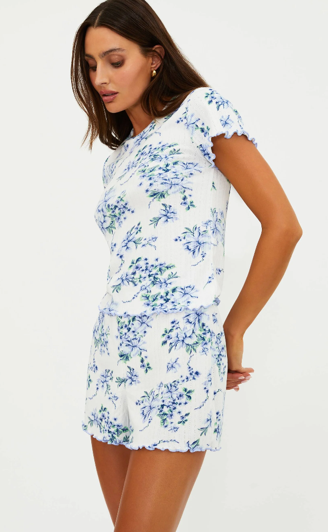 Bay Short Sleep Set Blushing Blooms- Beach Riot