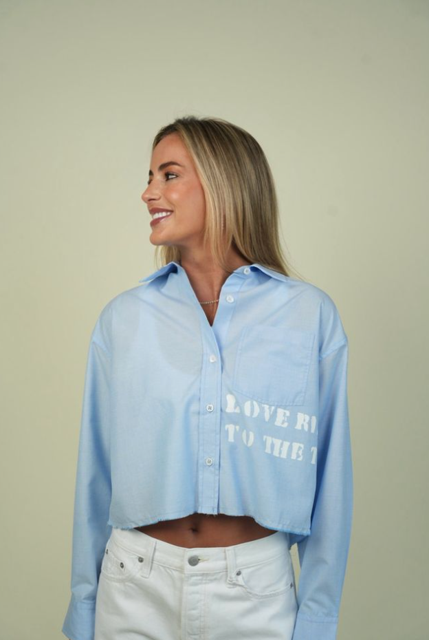 Tia Love Rises to the Top Shirt Mid Blue- Kerri Rosenthal