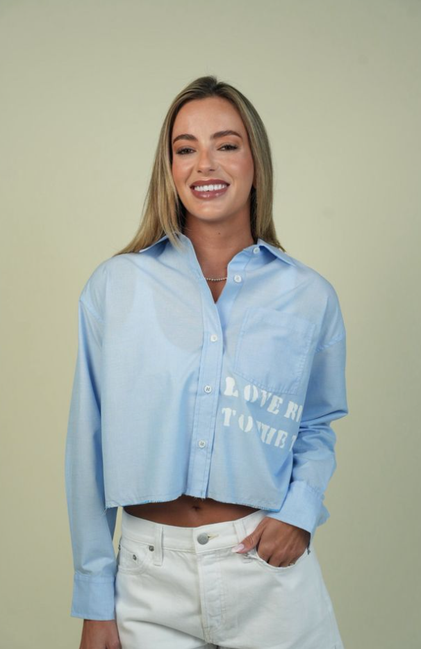 Tia Love Rises to the Top Shirt Mid Blue- Kerri Rosenthal