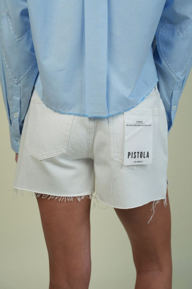 Connor Relaxed High-Rise Short White- Pistola Denim