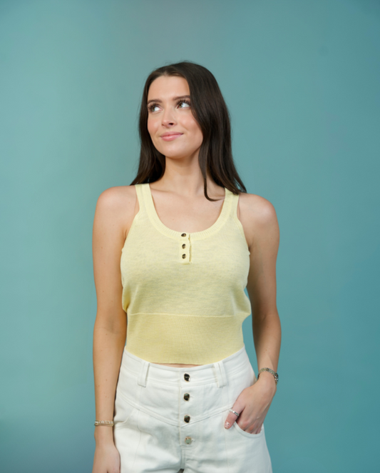 Zaya Knit Tank Top Pastel Yellow- Karina Grimaldi