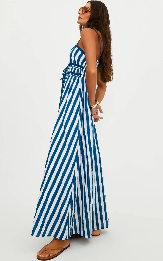 Levie Maxi Dress Twilight Tides Stripes- Beach Riot