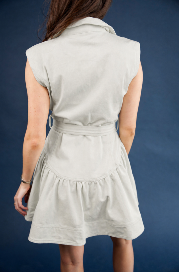 Nysa Denim Mini Dress in Jelly Mint - Karina Grimaldi