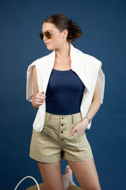 Eira Denim Shorts Khaki- Karina Grimaldi
