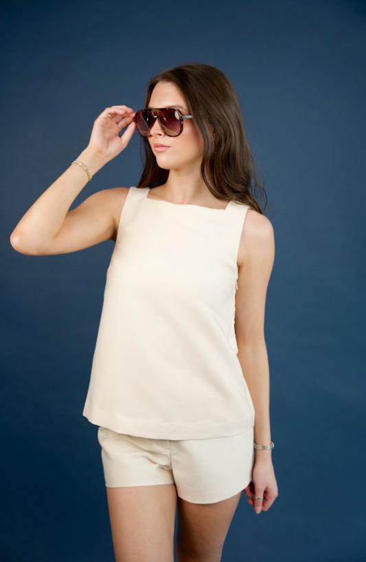 Structured Taffeta Sleeveless A-Line Top- French Connection