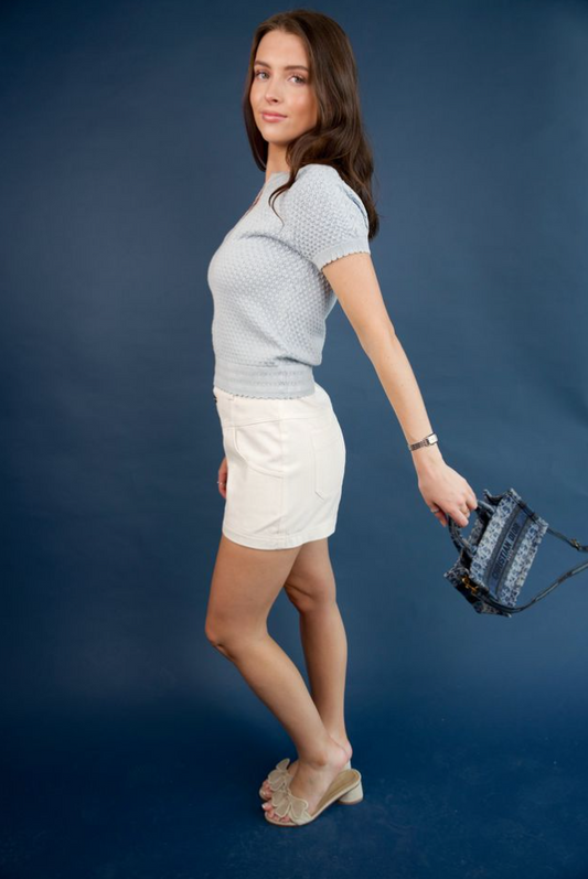Eira Denim Shorts White-Karina Grimaldi