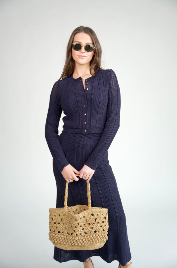 Sharlo Floral Straw Bag Tan- LoveShackFancy