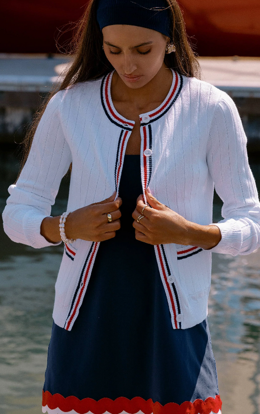 Ally Cardigan Heritage White- Beach Riot