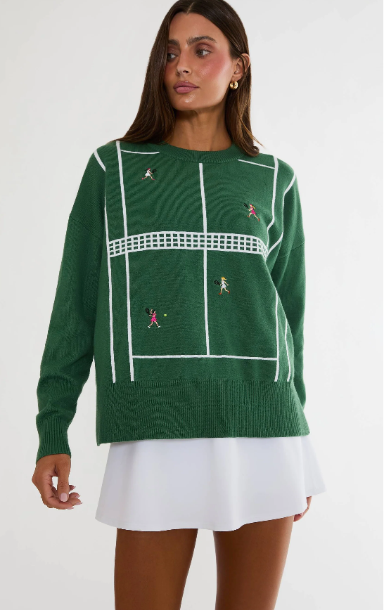 Callie Sweater Rally Green Tennis- Beach Riot