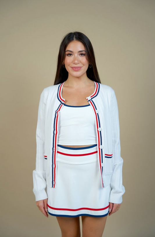 Ally Cardigan Heritage White- Beach Riot