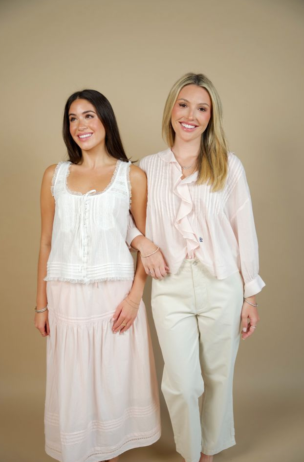 Vacance Cotton Pintuck Skirt Sugar Pink- Kerri Rosenthal