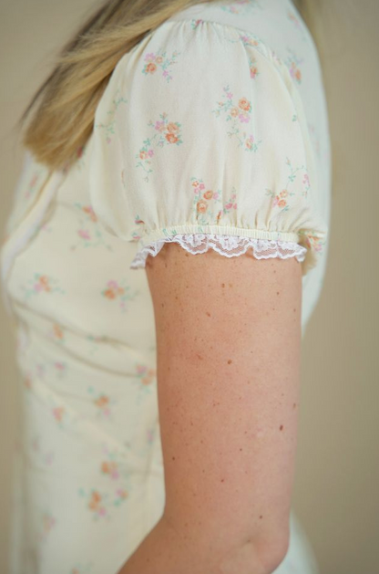 Yasmin Floral Lace-Trimmed Mini Dress- LoveShackFancy