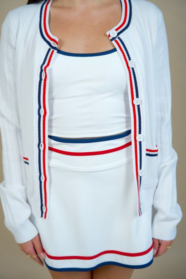 Ally Cardigan Heritage White- Beach Riot