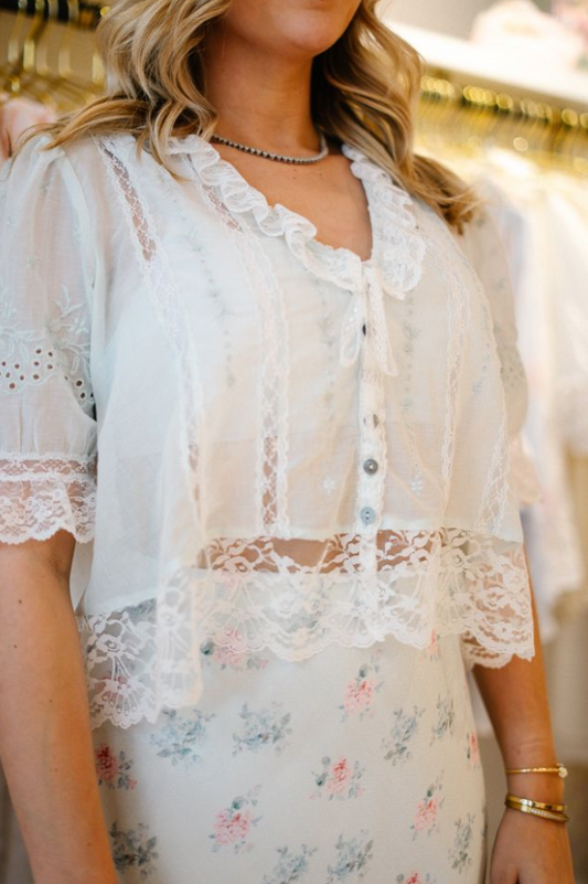 Maurelle Cotton Lace Blouse - LoveShackFancy