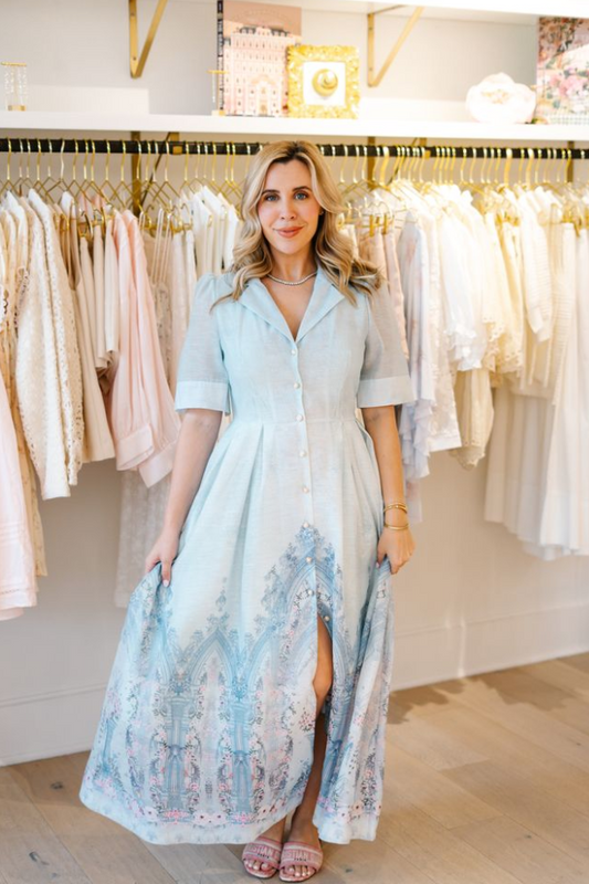 Romantic Botanical Print Shirt Dress- Beulah Style