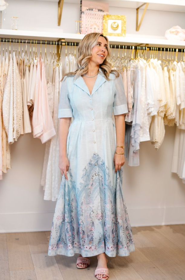 Romantic Botanical Print Shirt Dress- Beulah Style