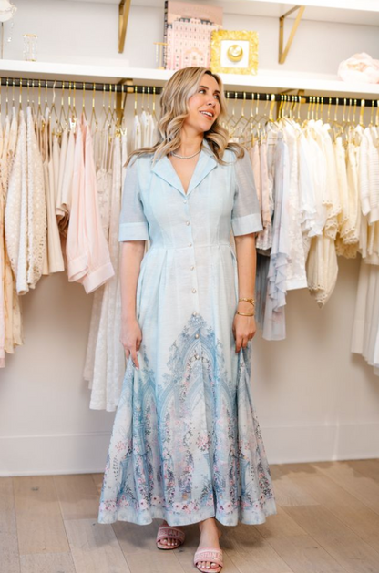 Romantic Botanical Print Shirt Dress- Beulah Style