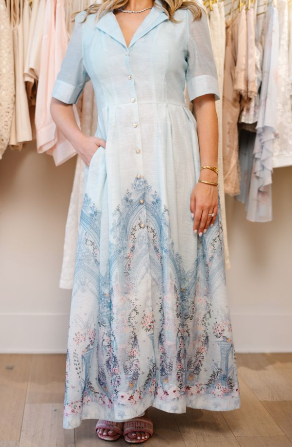 Romantic Botanical Print Shirt Dress- Beulah Style