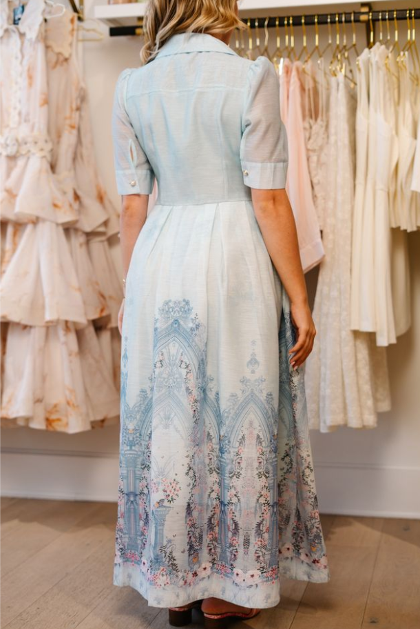 Romantic Botanical Print Shirt Dress- Beulah Style