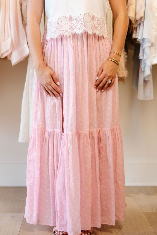 Umber Cotton Cover-Up Skirt Polaroid Rose- LoveShackFancy