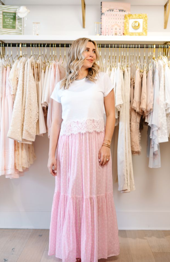 Umber Cotton Cover-Up Skirt Polaroid Rose- LoveShackFancy