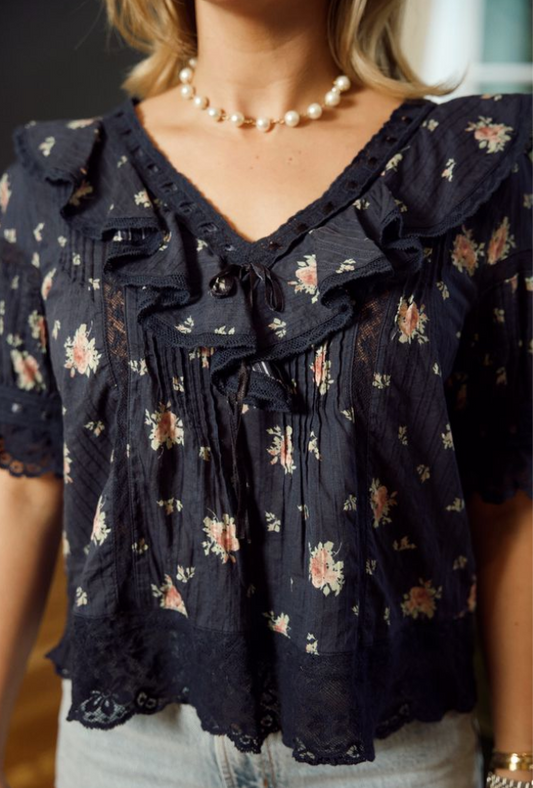 Romilly Blouse Inkwash- LoveShackFancy