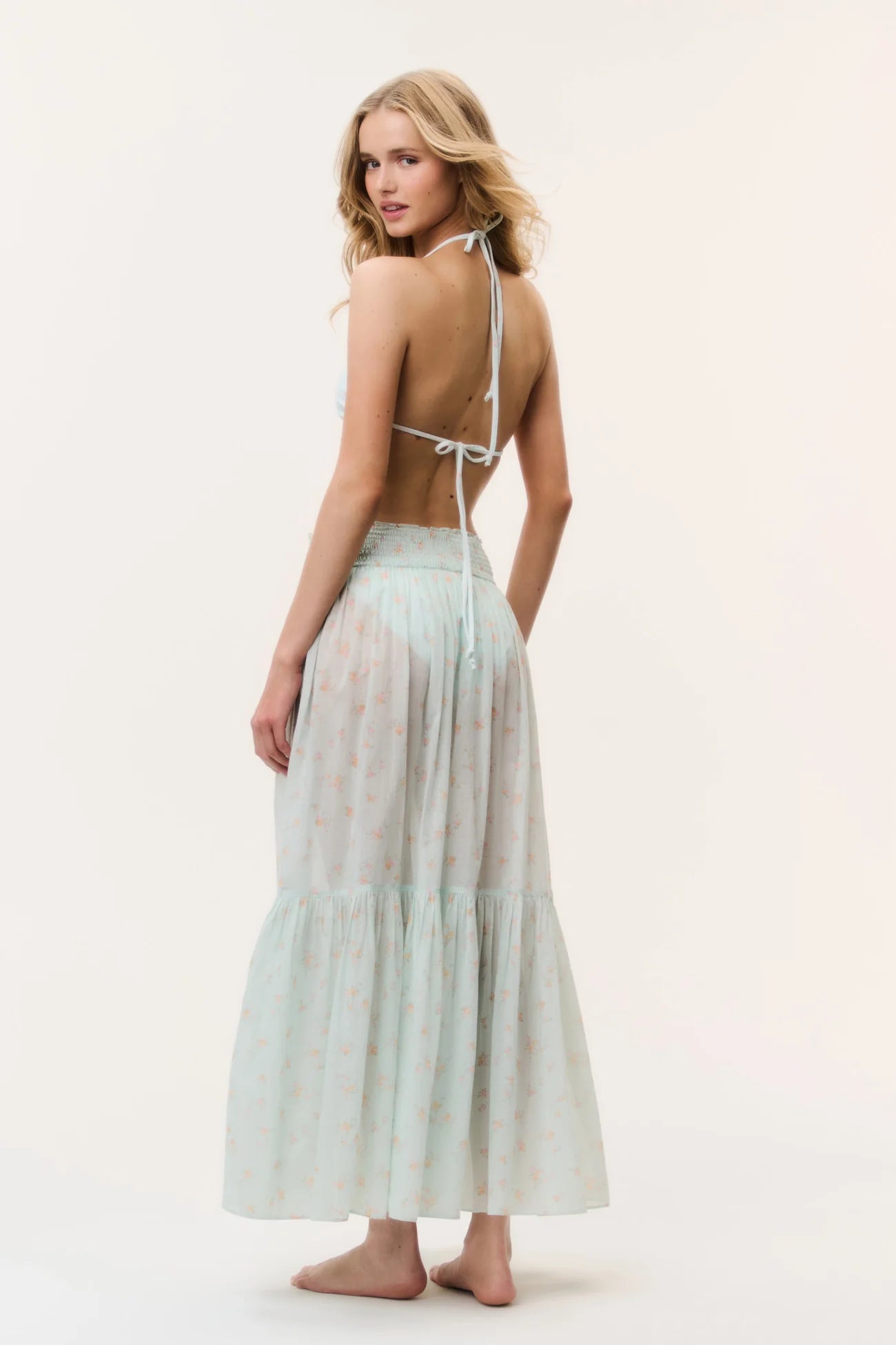 Umber Cotton Cover-Up Skirt Celadon Drift- LoveShackFancy