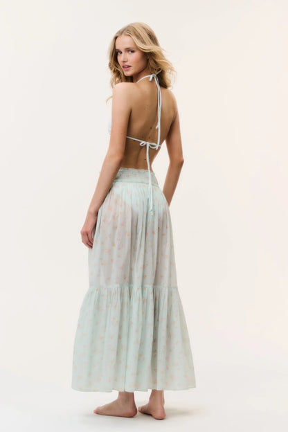 Umber Cotton Cover-Up Skirt Celadon Drift- LoveShackFancy