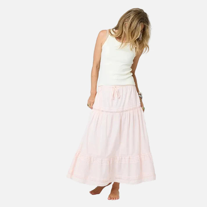 Vacance Cotton Pintuck Skirt Sugar Pink- Kerri Rosenthal