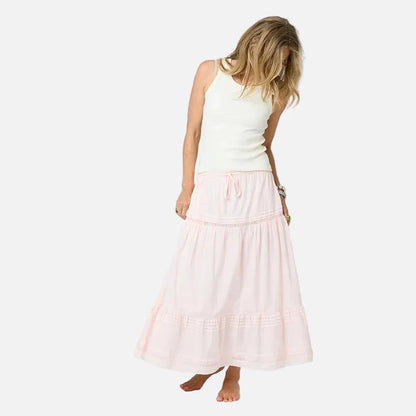Vacance Cotton Pintuck Skirt Sugar Pink- Kerri Rosenthal